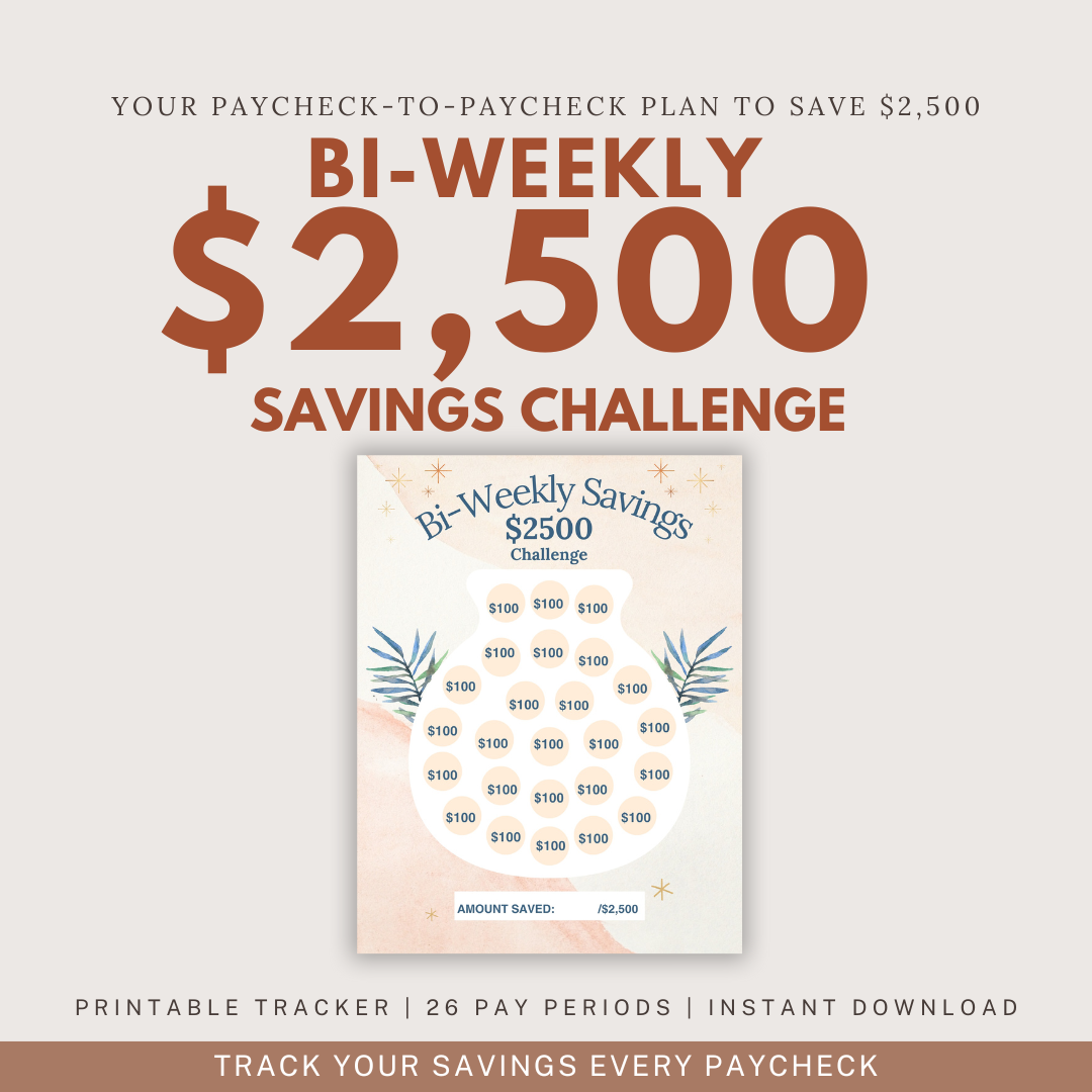 Bi-Weekly $2,500 Savings Challenge – Printable Tracker